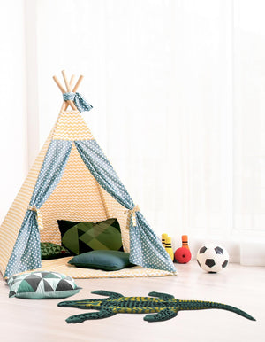 Green 3' 1 x 6' 1 Playtime Kids Wool Free Form Rug