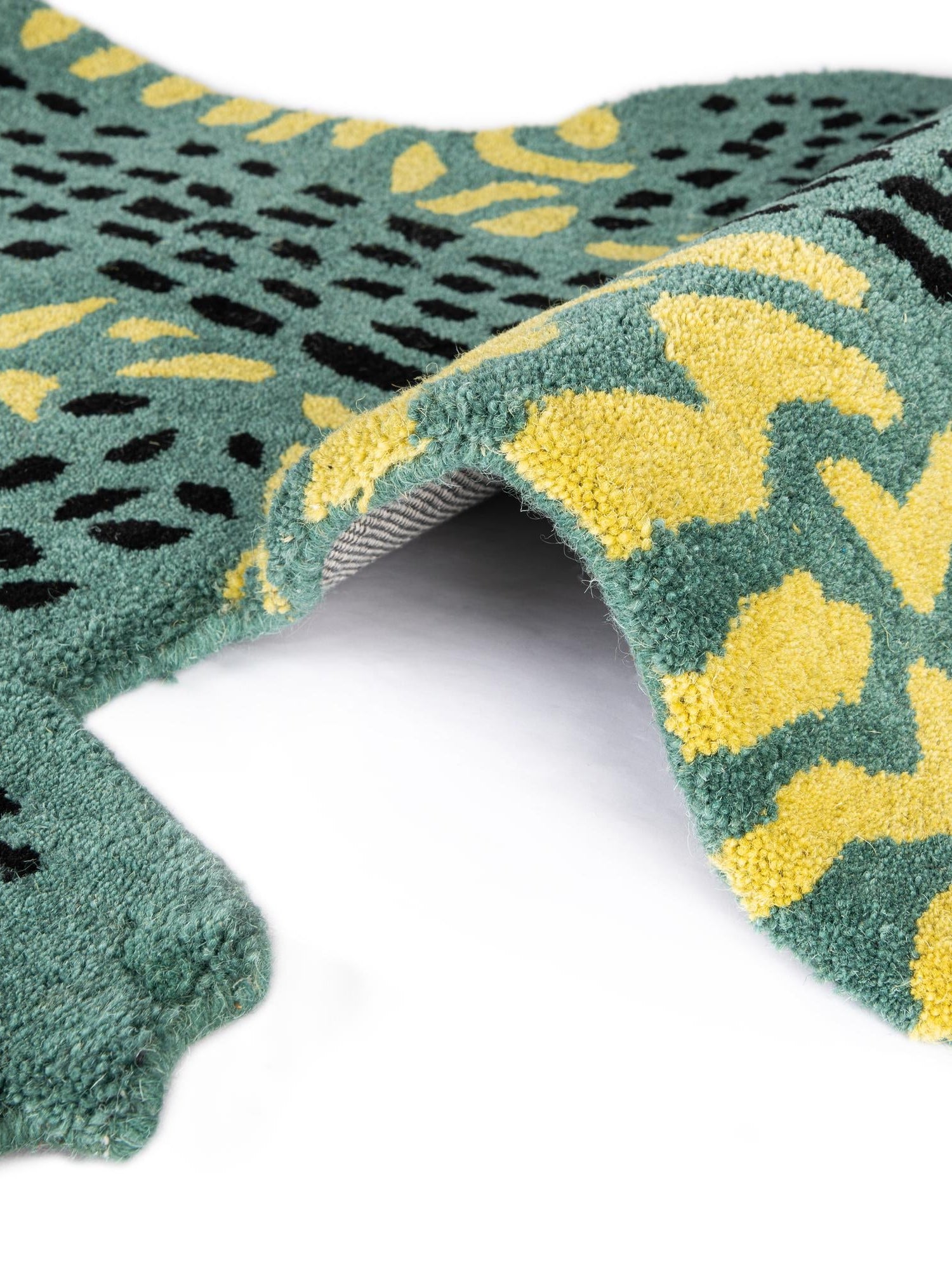 Green 3' 1 x 6' 1 Playtime Kids Wool Freeform Area Rug for Baby Nursery, Toddler Playroom, Bedrooms