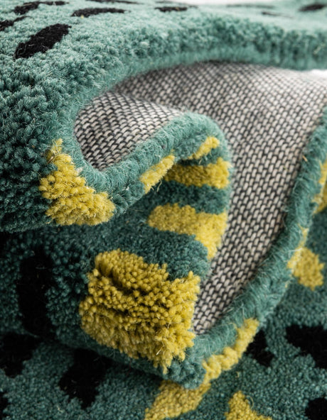 Green 3' 1 x 6' 1 Playtime Kids Wool Freeform Area Rug for Baby Nursery, Toddler Playroom,  Bedrooms Hand Tufted High Quality Dense  Wool Pile Natural Carpet for Sale at Rug Engine