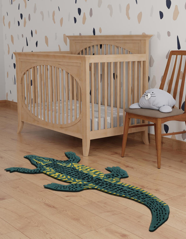Green 4' 1 x 7' 1 Playtime Kids Wool Runner Rug