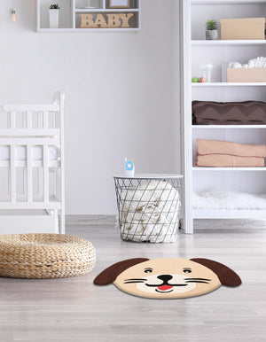 Beige 4' x 5' 1 Playtime Kids Wool Free Form Rug