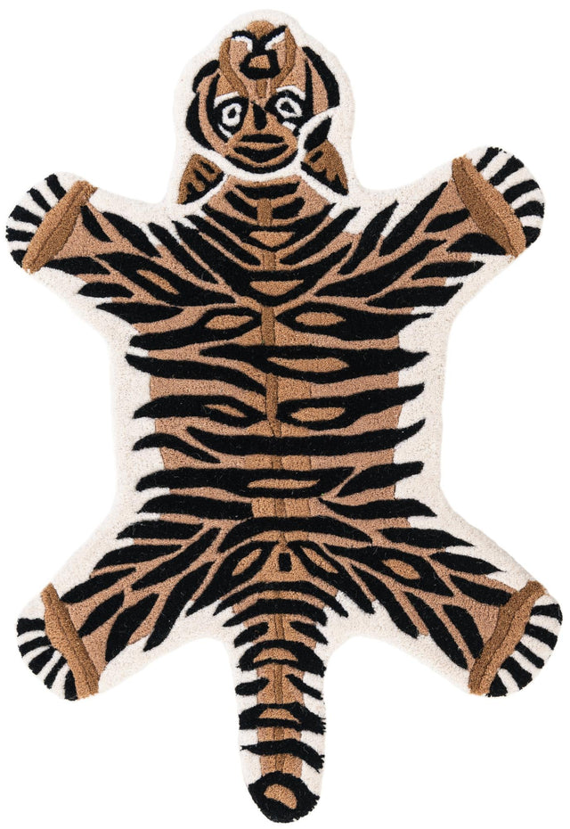 Brown 2' x 3' 1 Playtime Kids Wool Free Form Rug