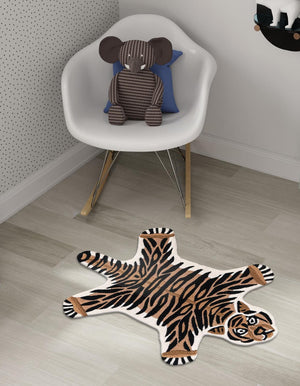 Brown 5' 1 x 7' 1 Playtime Kids Wool Free Form Rug