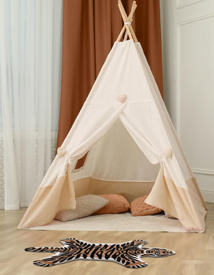 Brown 5' 1 x 7' 1 Playtime Kids Wool Free Form Rug