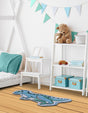 Blue 2' x 4' Playtime Kids Wool Free Form Rug