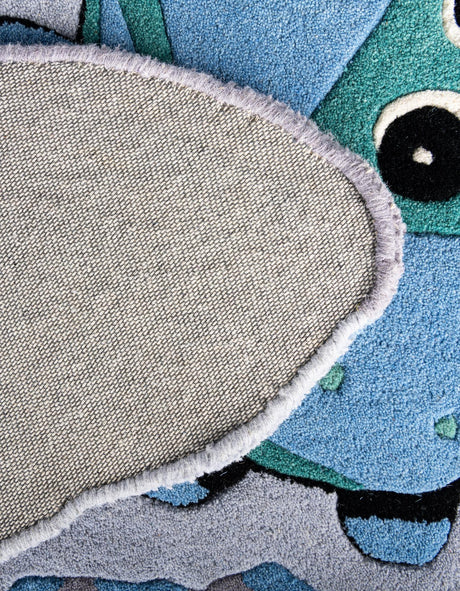 Blue 1' 7 x 3' 7 Playtime Kids Wool Freeform Area Rug for Baby Nursery, Toddler Playroom,  Bedrooms Hand Tufted High Quality Dense  Wool Pile Natural Carpet for Sale at Rug Engine