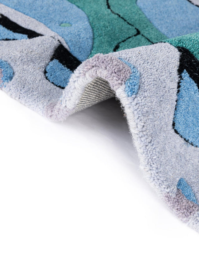 Blue 2' x 4' Playtime Kids Wool Free Form Rug