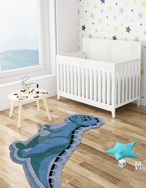 Blue 5' 1 x 5' 1 Playtime Kids Wool Round Rug