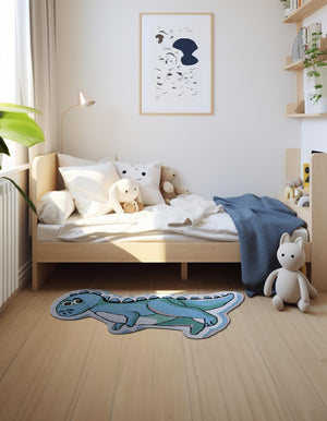 Blue 5' 1 x 5' 1 Playtime Kids Wool Round Rug