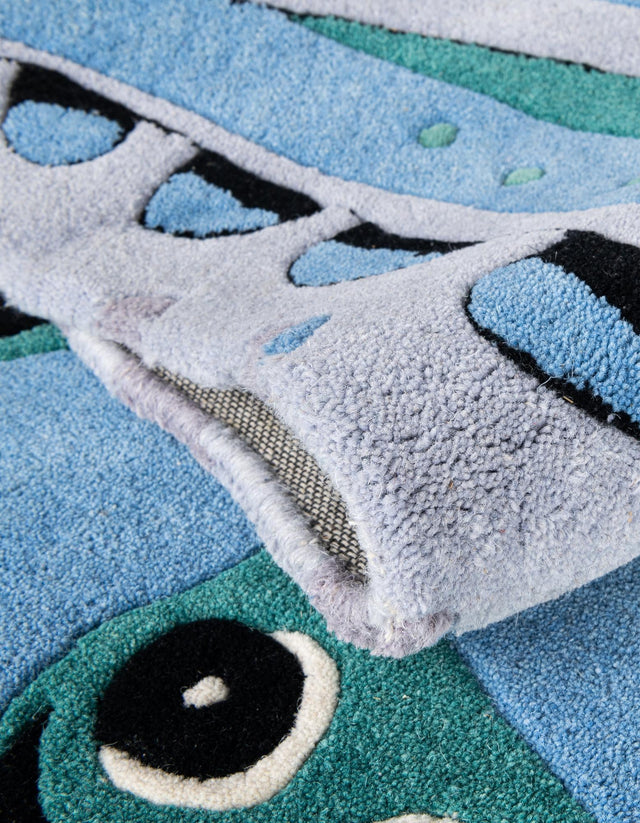 Blue 5' 1 x 5' 1 Playtime Kids Wool Round Rug