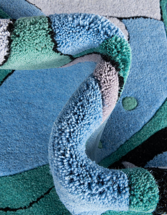 Blue 5' 1 x 5' 1 Playtime Kids Wool Round Rug