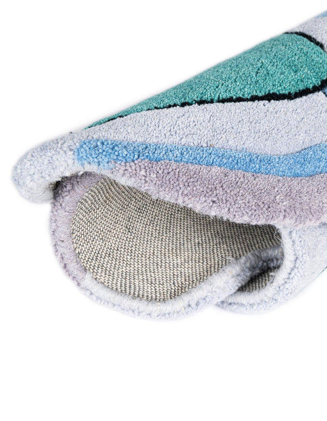 Blue 5' 1 x 5' 1 Playtime Kids Wool Round Rug