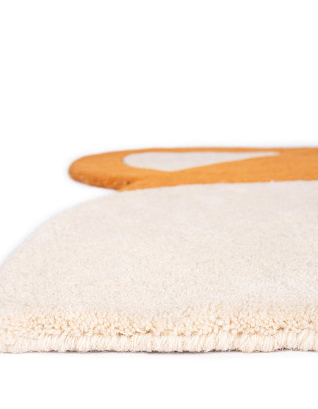 Orange and White 2' x 2' Playtime Kids Wool Freeform Area Rug for Baby Nursery, Toddler Playroom,  Bedrooms Hand Tufted High Quality Dense  Wool Pile Natural Carpet for Sale at Rug Engine