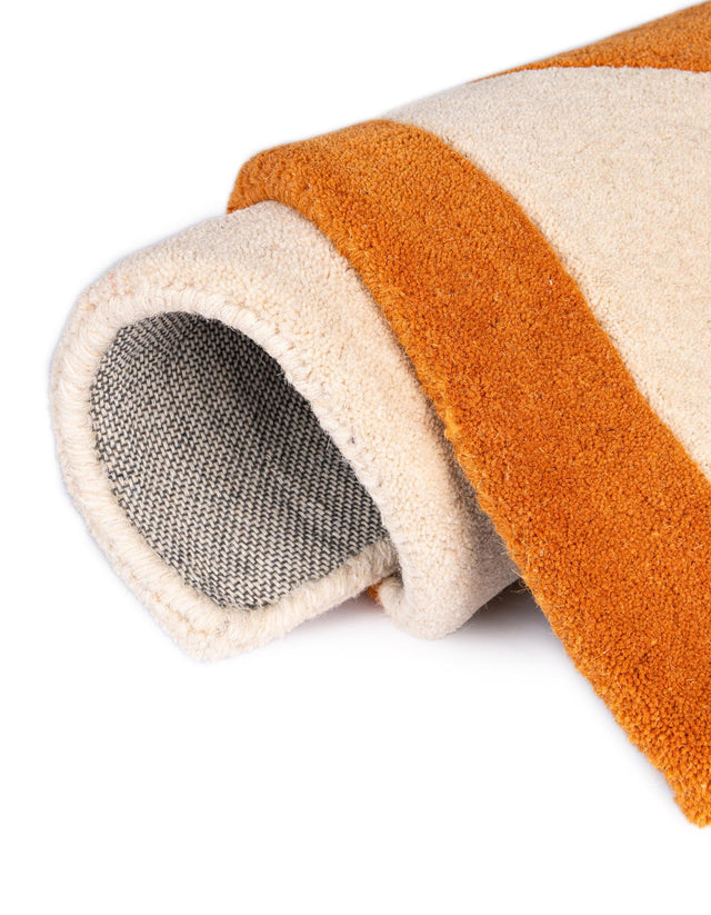 Orange and White 2' x 2' Playtime Kids Wool Round Rug