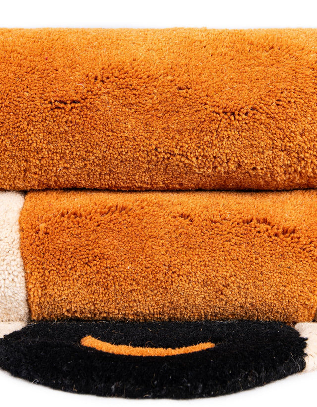 Orange and White 2' x 2' Playtime Kids Wool Round Rug