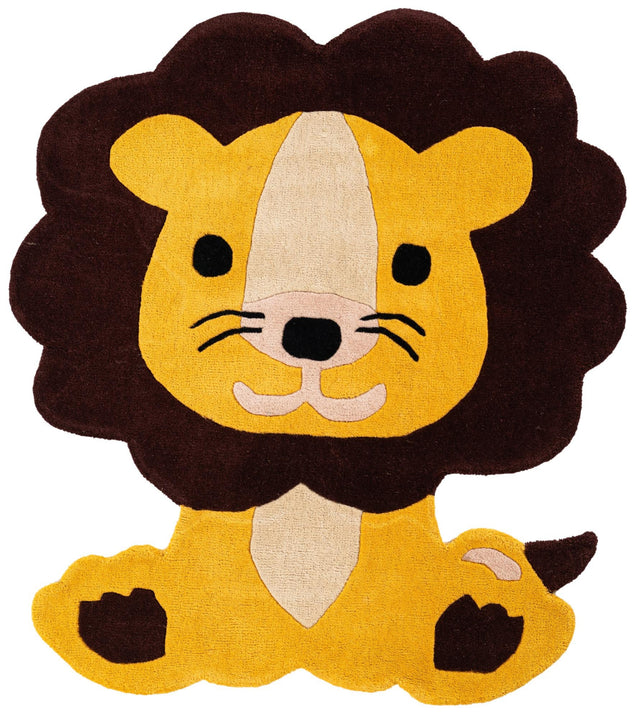 Yellow 4' x 4' 1 Playtime Kids Wool Free Form Rug