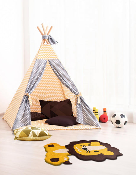 Yellow 3' 6 x 4' 1 Playtime Kids Wool Freeform Area Rug for Baby Nursery, Toddler Playroom,  Bedrooms Hand Tufted High Quality Dense  Wool Pile Natural Carpet for Sale at Rug Engine