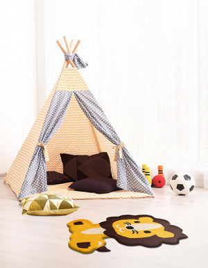 Yellow 6' x 6' 1 Playtime Kids Wool Free Form Rug