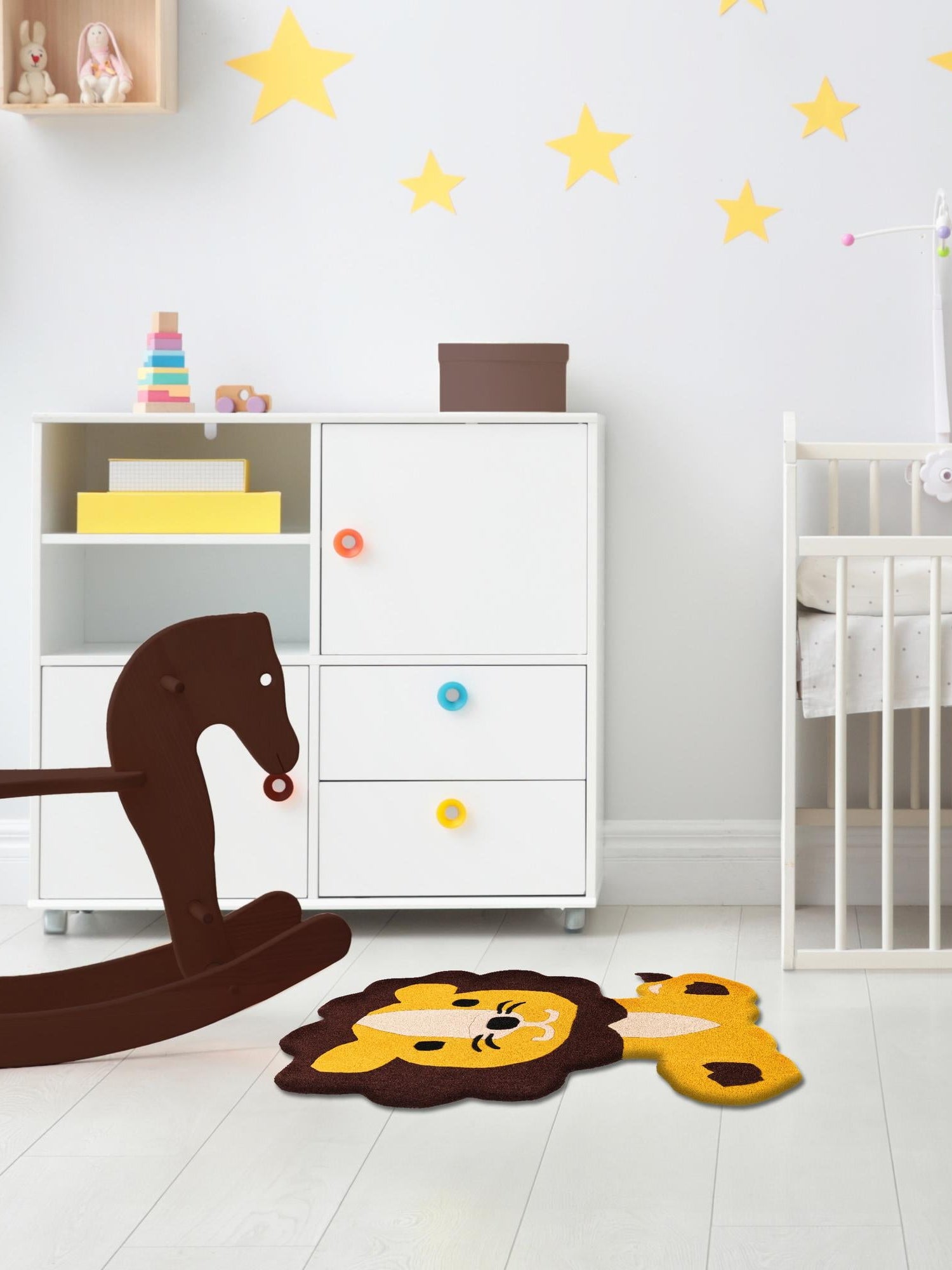 Yellow 5' 6 x 6' 1 Playtime Kids Wool Freeform Area Rug for Baby Nursery, Toddler Playroom, Bedrooms