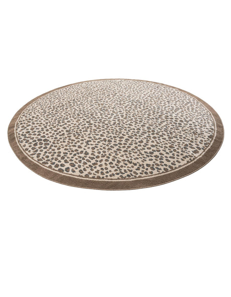 Brown 10' x 10' Wildlife Round Area Rug Animal Print Safari Jungle Inspired Carpet for Unique Modern Interior Design for Sale at Rug Engine