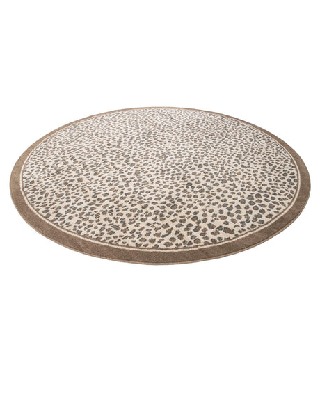 Brown 10' x 10' Wildlife Round Area Rug Animal Print Safari Jungle Inspired Carpet for Unique Modern Interior Design for Sale at Rug Engine