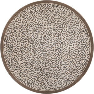 Brown 10' x 10' Wildlife Round Area Rug Animal Print Safari Jungle Inspired Carpet for Unique Modern Interior Design for Sale at Rug Engine