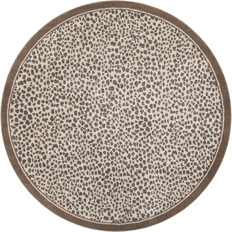 Brown 10' x 10' Wildlife Round Area Rug Animal Print Safari Jungle Inspired Carpet for Unique Modern Interior Design for Sale at Rug Engine