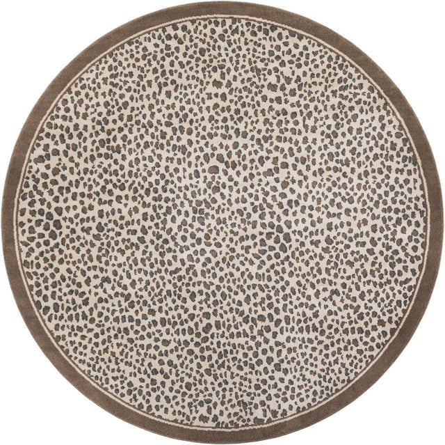 Brown 10' x 10' Wildlife Round Area Rug Animal Print Safari Jungle Inspired Carpet for Unique Modern Interior Design for Sale at Rug Engine
