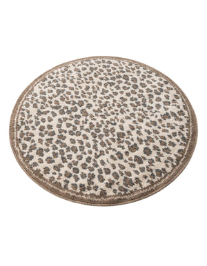 Brown 3' 1 x 3' 1 Wildlife Round Area Rug Animal Print Safari Jungle Inspired Carpet for Unique Modern Interior Design for Sale at Rug Engine