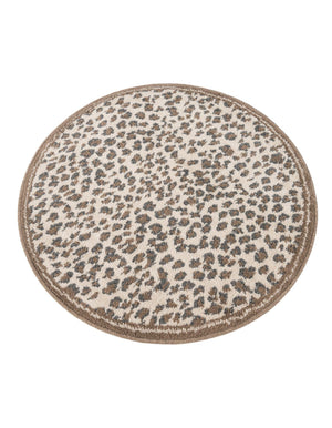 Brown 3' 1 x 3' 1 Wildlife Round Area Rug Animal Print Safari Jungle Inspired Carpet for Unique Modern Interior Design for Sale at Rug Engine