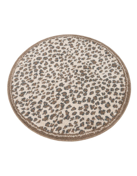 Brown 3' 1 x 3' 1 Wildlife Round Area Rug Animal Print Safari Jungle Inspired Carpet for Unique Modern Interior Design for Sale at Rug Engine