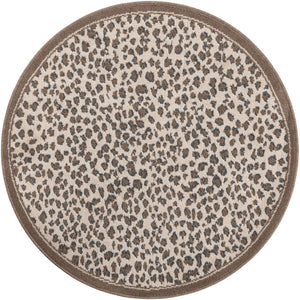 Brown 4' 1 x 4' 1 Wildlife Round Area Rug Animal Print Safari Jungle Inspired Carpet for Unique Modern Interior Design for Sale at Rug Engine