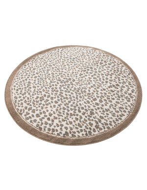 Brown 5' 1 x 5' 1 Wildlife Round Area Rug Animal Print Safari Jungle Inspired Carpet for Unique Modern Interior Design for Sale at Rug Engine