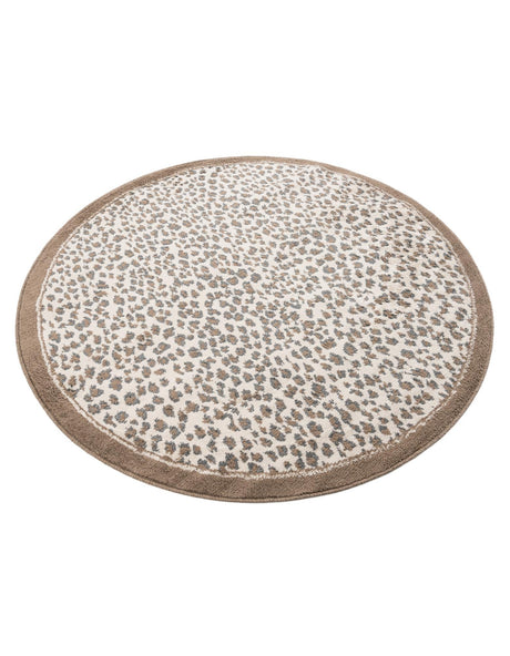 Brown 5' 1 x 5' 1 Wildlife Round Area Rug Animal Print Safari Jungle Inspired Carpet for Unique Modern Interior Design for Sale at Rug Engine