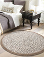 Brown 4' 1 x 4' 1 Wildlife Round Area Rug Animal Print Safari Jungle Inspired Carpet for Unique Modern Interior Design for Sale at Rug Engine