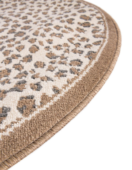 Brown 3' 1 x 3' 1 Wildlife Round Area Rug Animal Print Safari Jungle Inspired Carpet for Unique Modern Interior Design for Sale at Rug Engine