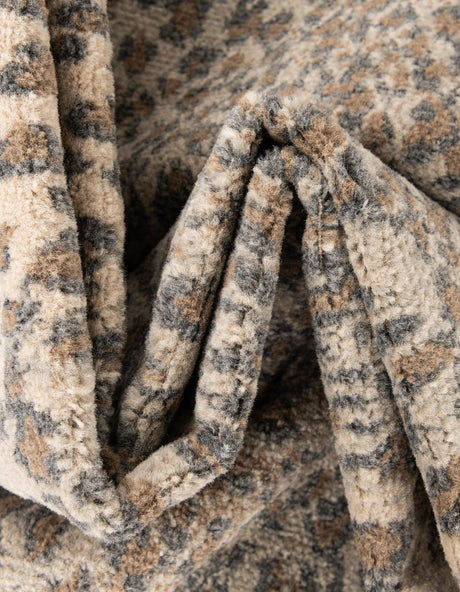 Brown 10' x 10' Wildlife Round Area Rug Animal Print Safari Jungle Inspired Carpet for Unique Modern Interior Design for Sale at Rug Engine