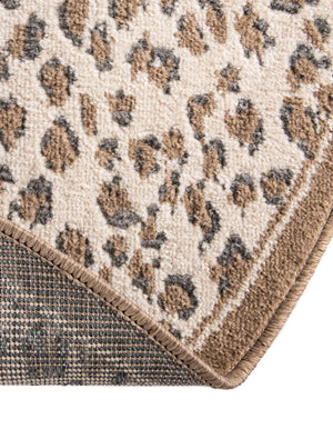 Brown 5' 1 x 5' 1 Wildlife Round Area Rug Animal Print Safari Jungle Inspired Carpet for Unique Modern Interior Design for Sale at Rug Engine