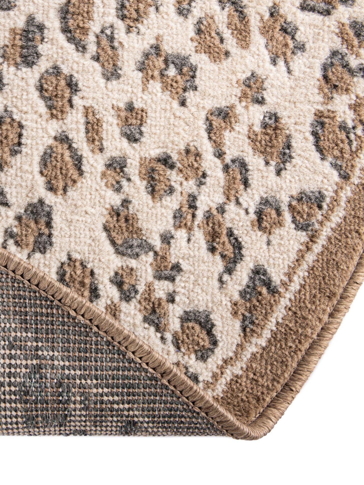 Brown 3' 1 x 3' 1 Wildlife Round Area Rug Animal Print Safari Jungle Inspired Carpet for Unique Modern Interior Design for Sale at Rug Engine