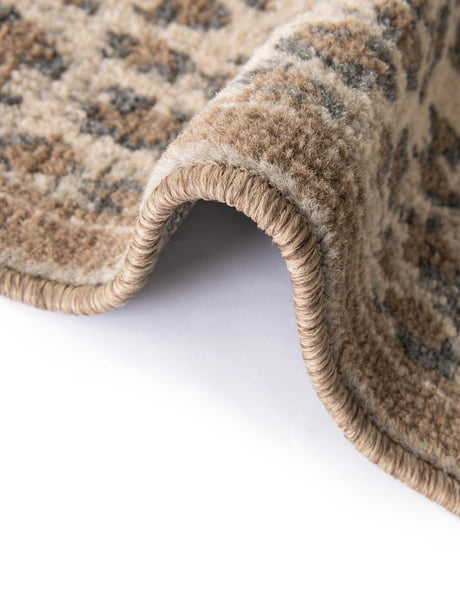 Brown 5' 1 x 5' 1 Wildlife Round Area Rug Animal Print Safari Jungle Inspired Carpet for Unique Modern Interior Design for Sale at Rug Engine