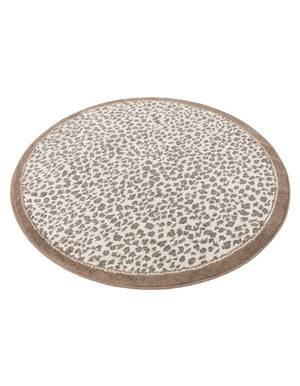 Brown 5' 1 x 5' 1 Wildlife Round Area Rug Animal Print Safari Jungle Inspired Carpet for Unique Modern Interior Design for Sale at Rug Engine