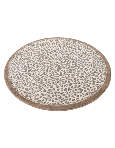 Brown 5' 1 x 5' 1 Wildlife Round Area Rug Animal Print Safari Jungle Inspired Carpet for Unique Modern Interior Design for Sale at Rug Engine
