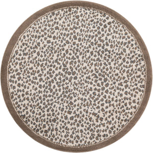 Brown 5' 1 x 5' 1 Wildlife Round Area Rug Animal Print Safari Jungle Inspired Carpet for Unique Modern Interior Design for Sale at Rug Engine