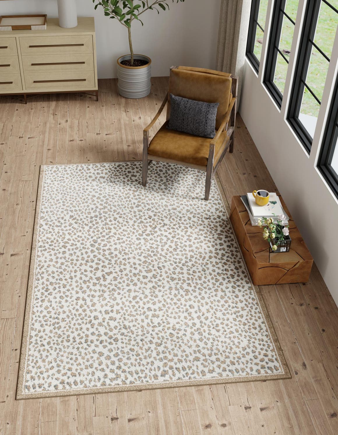 Brown 7' 10 x 10' Wildlife Rectangle Area Rug Animal Print Safari Jungle Inspired Carpet for Unique Modern Interior Design for Sale at Rug Engine