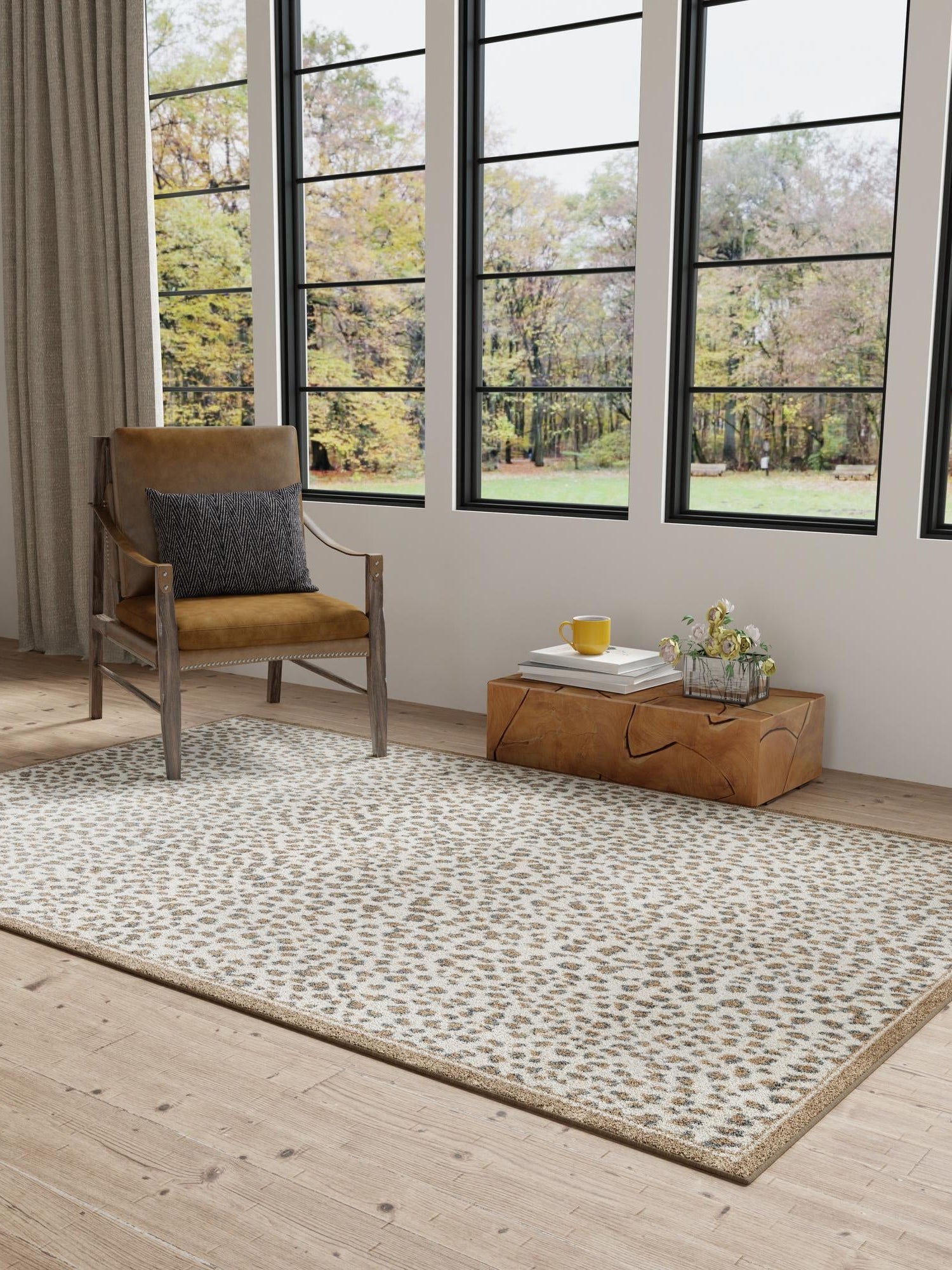 Brown 2' x 3' 1 Wildlife Rectangle Area Rug Animal Print Safari Jungle Inspired Carpet for Unique Modern Interior Design for Sale at Rug Engine