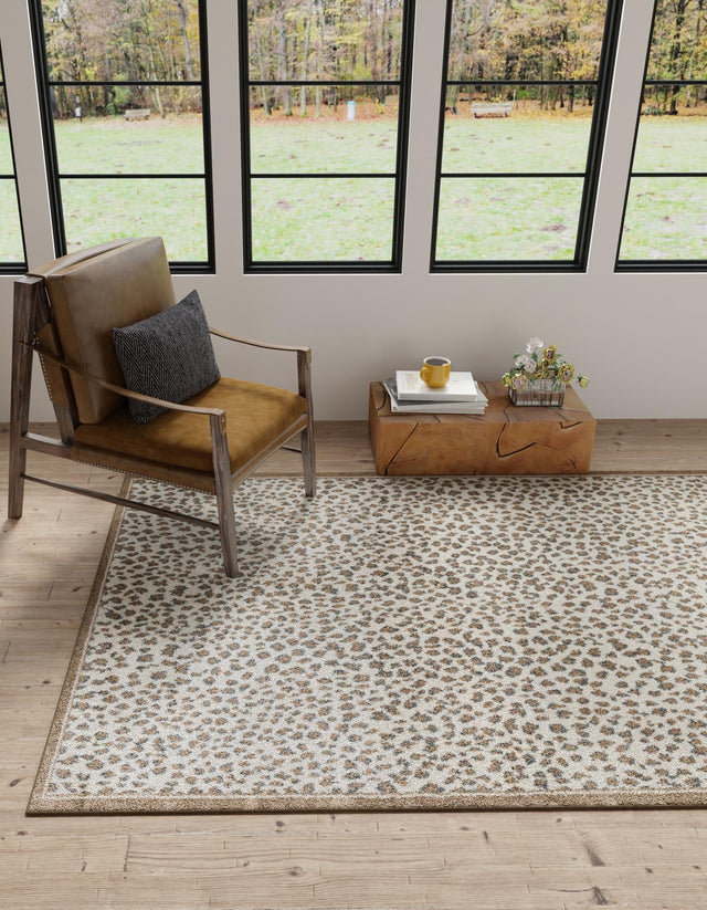 Brown 7' 10 x 10' Wildlife Rectangle Area Rug Animal Print Safari Jungle Inspired Carpet for Unique Modern Interior Design for Sale at Rug Engine