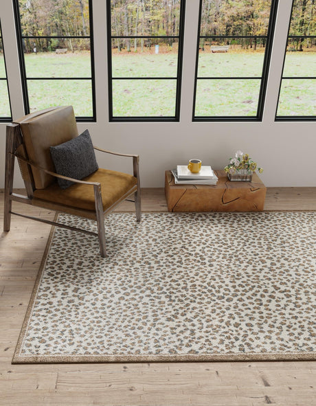 Brown 2' x 3' 1 Wildlife Rectangle Area Rug Animal Print Safari Jungle Inspired Carpet for Unique Modern Interior Design for Sale at Rug Engine