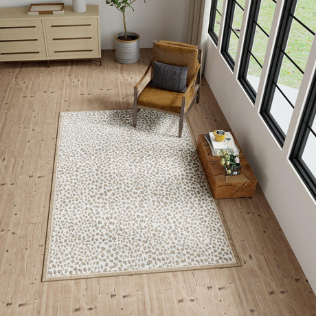 Brown 9' x 12' Wildlife Rectangle Area Rug Animal Print Safari Jungle Inspired Carpet for Unique Modern Interior Design for Sale at Rug Engine