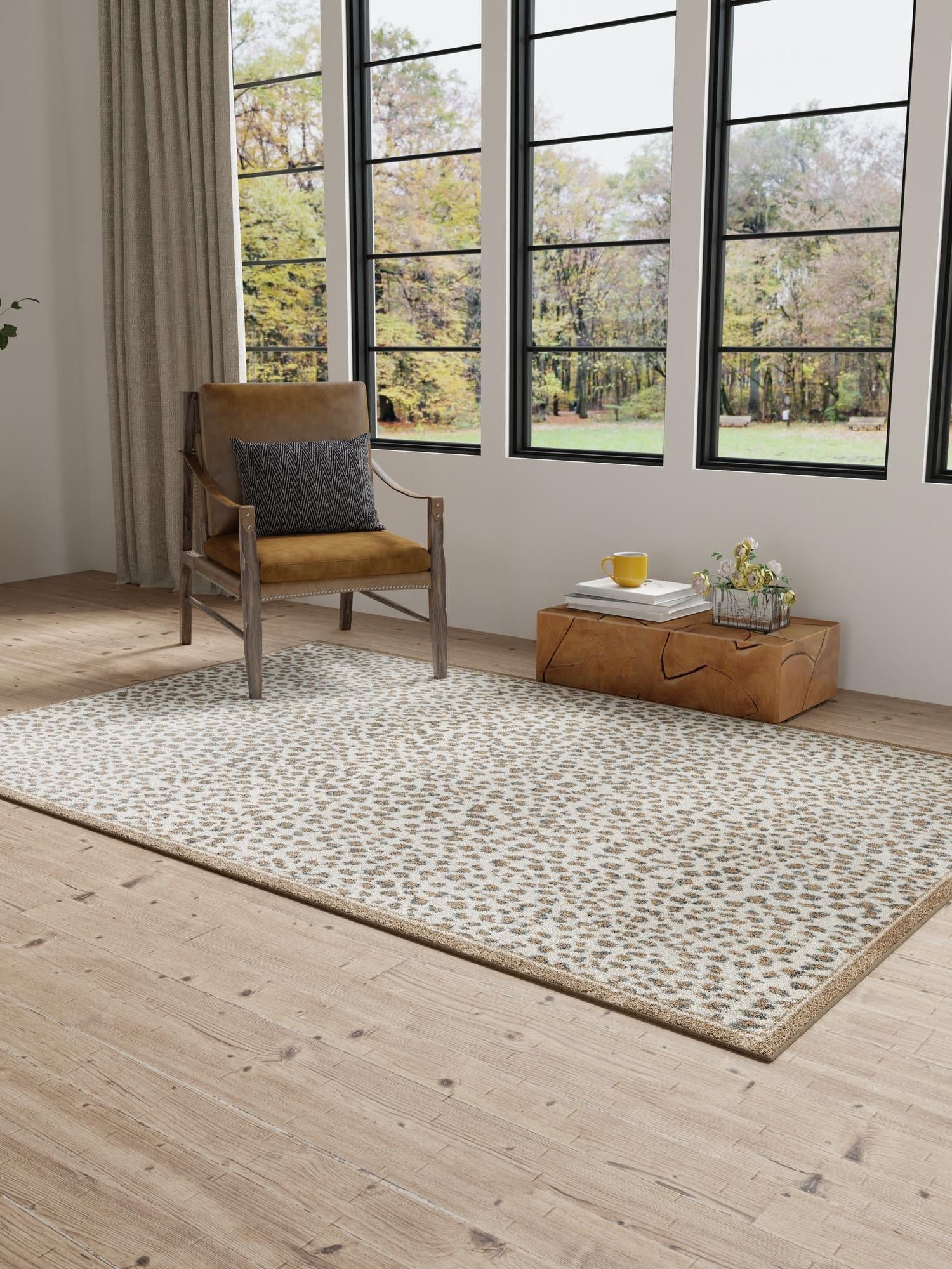 Brown 2' x 3' 1 Wildlife Rectangle Area Rug Animal Print Safari Jungle Inspired Carpet for Unique Modern Interior Design for Sale at Rug Engine