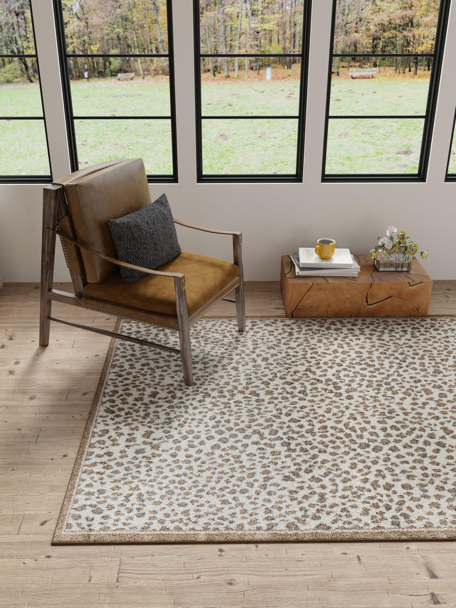 Brown 2' x 3' 1 Wildlife Rectangle Area Rug Animal Print Safari Jungle Inspired Carpet for Unique Modern Interior Design for Sale at Rug Engine